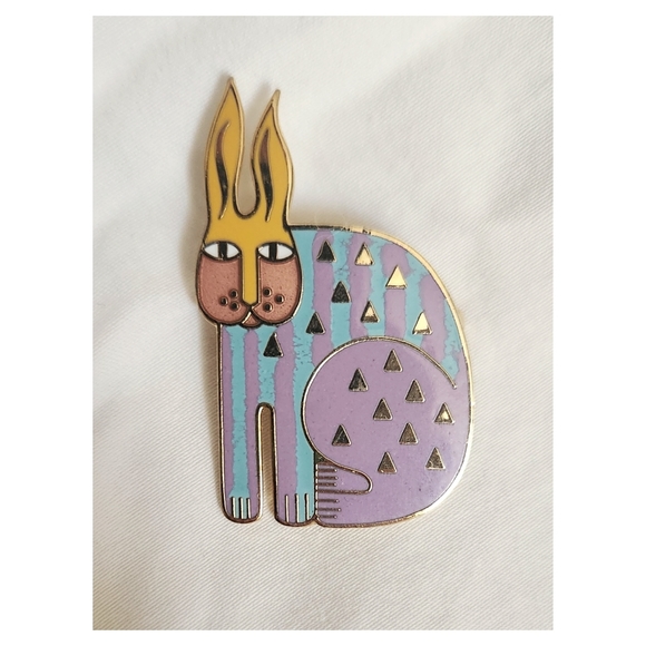 Vintage 80s Laurel Burch "Rabbit for Ross" Brooch - Picture 1 of 2